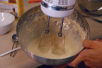 Mix the egg and flour mixtures together